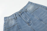 DAXUEN Light blue denim wide-leg jeans with graphic prints
