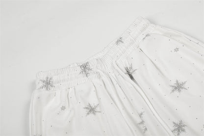 DAXUEN Wide-leg lounge pants with snowflake print