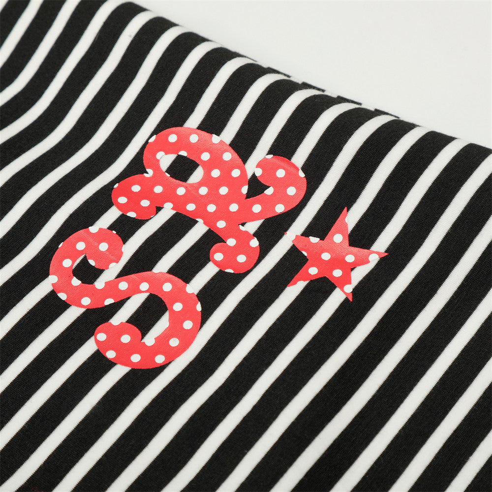 DAXUEN Black and white striped wide-leg track pants