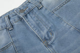 DAXUEN Light blue denim wide-leg jeans with graphic prints