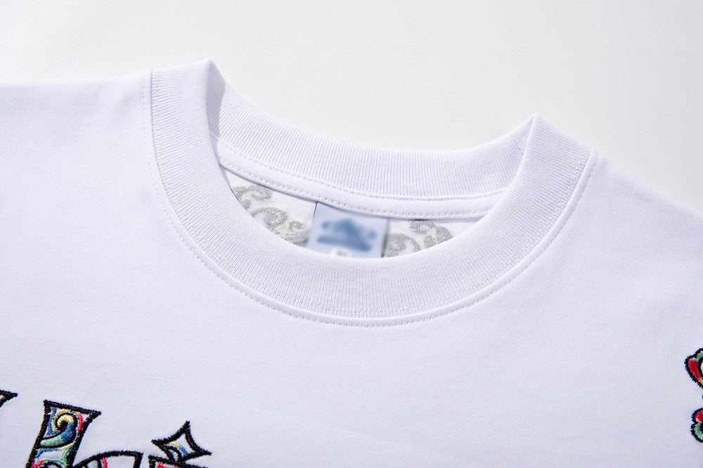 DAXUEN Short-sleeved embroidered T-shirt in black and white