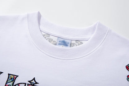 DAXUEN Short-sleeved embroidered T-shirt in black and white
