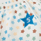 DAXUEN Cream wide-leg pants with star print and embroidery