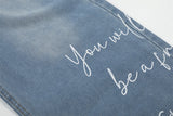 DAXUEN Light blue denim wide-leg jeans with graphic prints