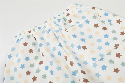 DAXUEN Cream wide-leg pants with star print and embroidery