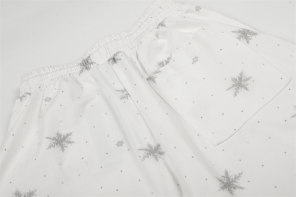 DAXUEN Wide-leg lounge pants with snowflake print