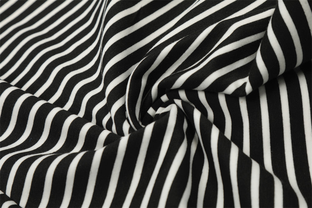 DAXUEN Black and white striped wide-leg track pants