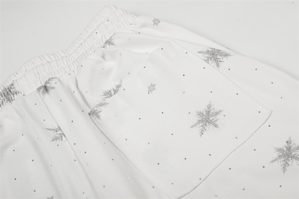 DAXUEN Wide-leg lounge pants with snowflake print