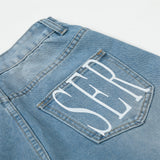DAXUEN Light blue denim wide-leg jeans with graphic prints