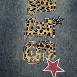 DAXUEN Wide-leg denim jeans with leopard print and stars