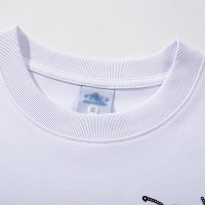 DAXUEN Oversized crew neck t-shirt with palm tree graphics