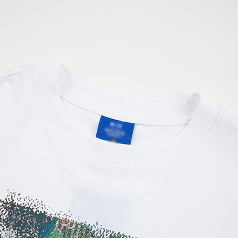 DAXUEN Distressed graphic portrait t-shirt in black and white