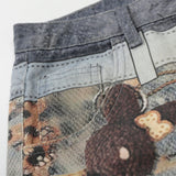 DAXUEN Cropped wide-leg digital print pants with bear graphic
