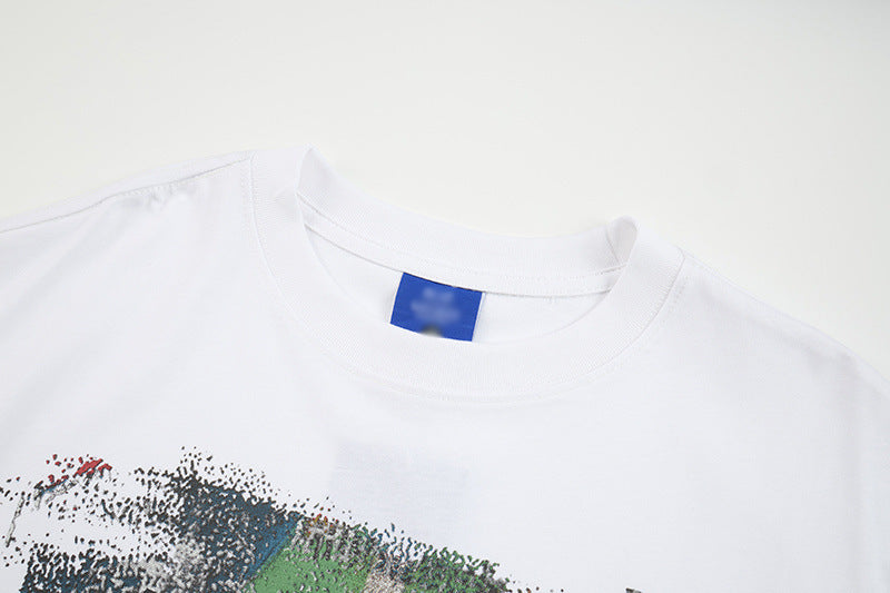 DAXUEN Distressed graphic portrait t-shirt in black and white