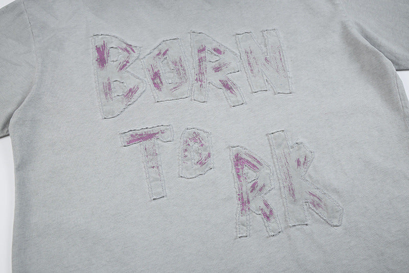 DAXUEN Vintage short-sleeve T-shirt with distressed graphic