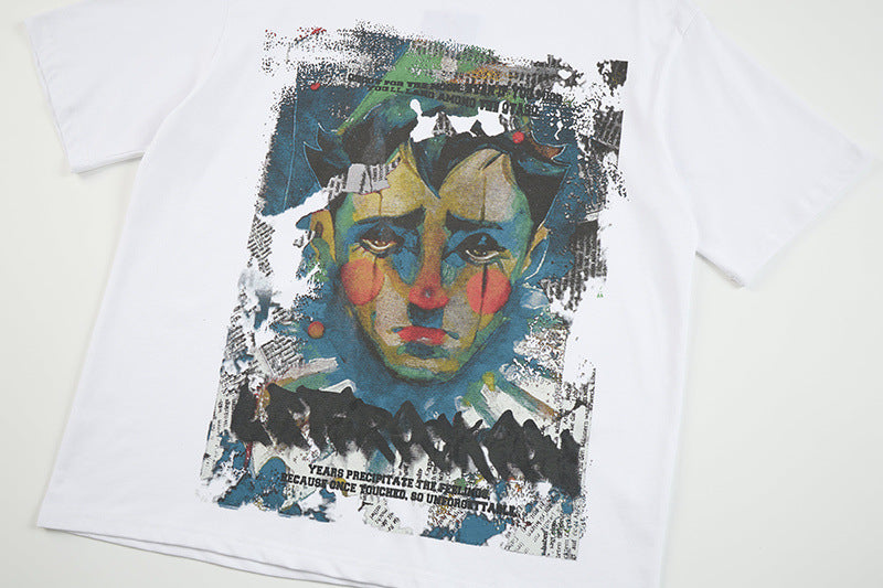 DAXUEN Distressed graphic portrait t-shirt in black and white