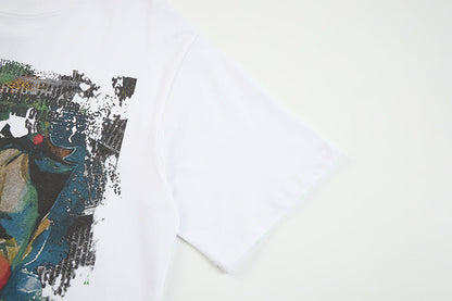 DAXUEN Distressed graphic portrait t-shirt in black and white