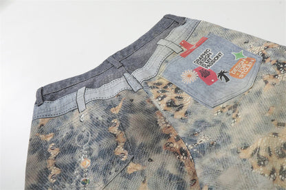 DAXUEN Cropped wide-leg digital print pants with bear graphic