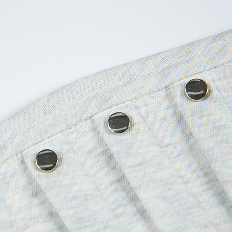 DAXUEN Short-sleeved T-shirt with metallic emblem and pleated details