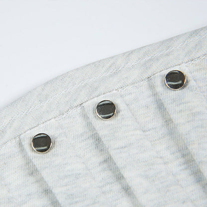 DAXUEN Short-sleeved T-shirt with metallic emblem and pleated details