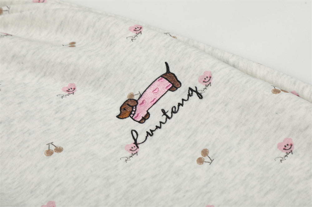 DAXUEN Wide-leg sweatpants with playful prints and embroidery