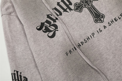 DAXUEN Gothic cross print oversized hoodie