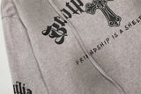 DAXUEN Gothic cross print oversized hoodie