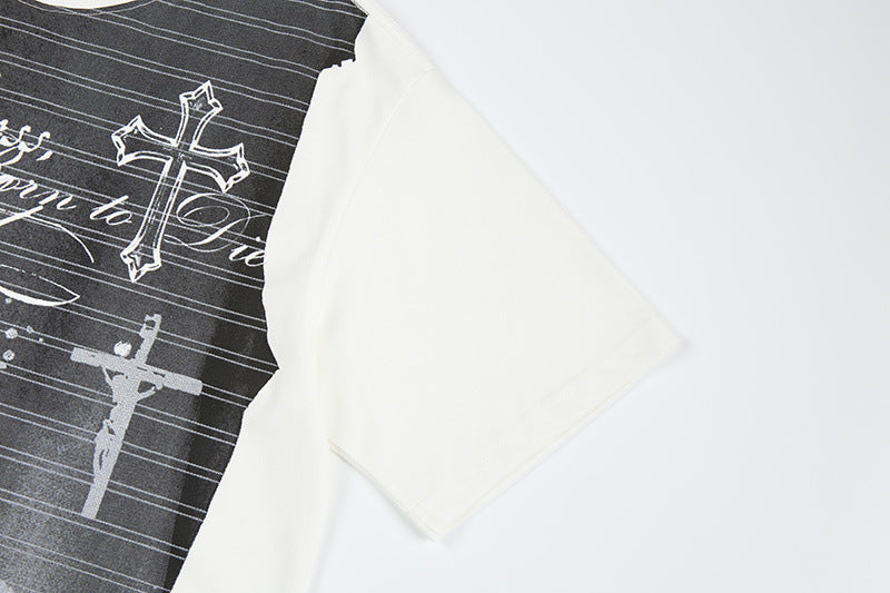 DAXUEN Oversized short-sleeved graphic T-shirt in black or white