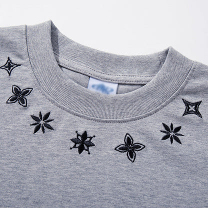 DAXUEN Short-sleeved relaxed-fit t-shirt with floral embroidery