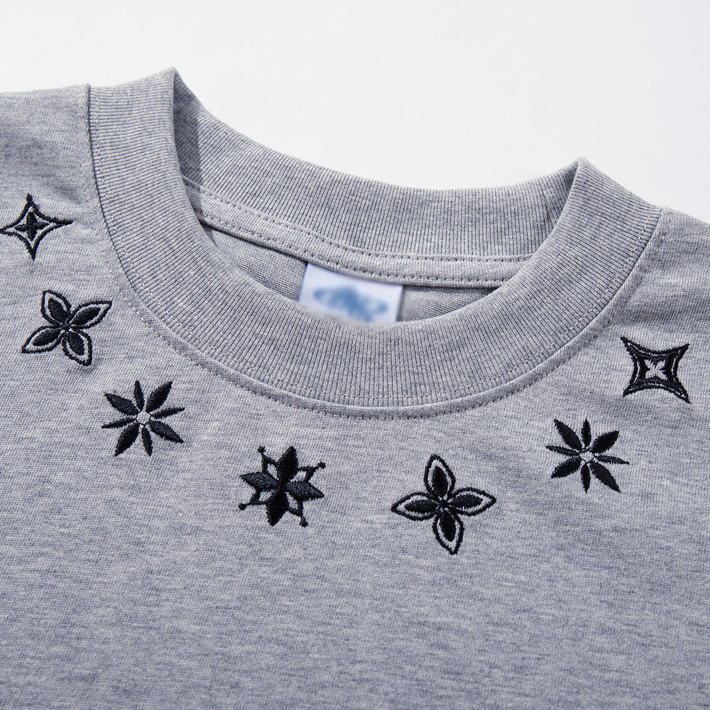 DAXUEN Short-sleeved relaxed-fit t-shirt with floral embroidery