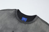 DAXUEN Gradient distressed crew neck t-shirt with gothic embroidery