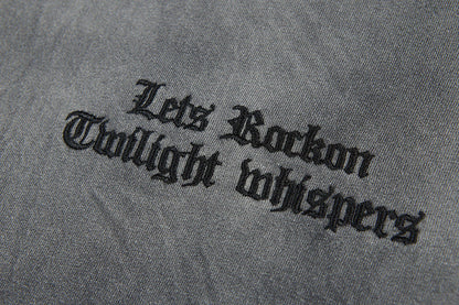 DAXUEN Gradient distressed crew neck t-shirt with gothic embroidery