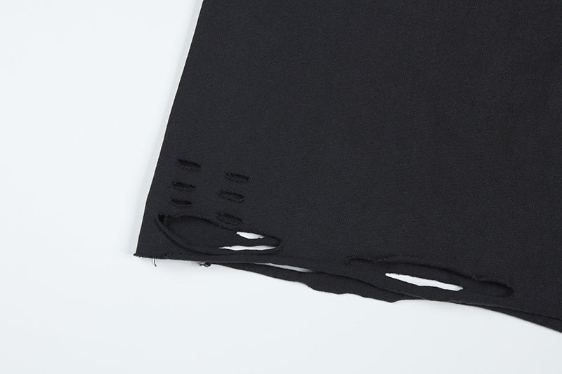 DAXUEN Gradient distressed crew neck t-shirt with gothic embroidery