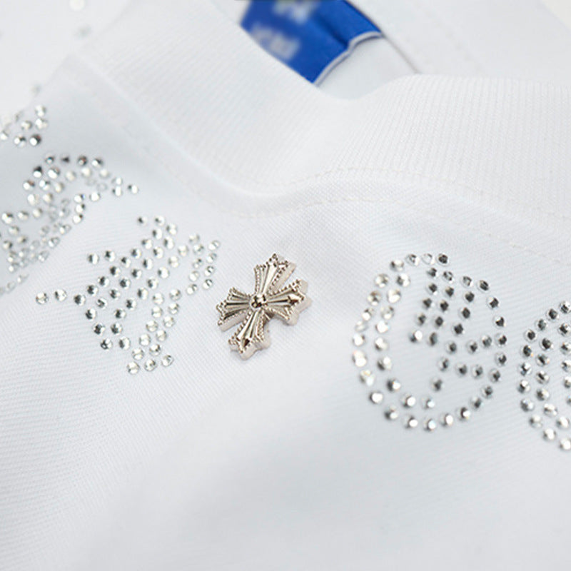 DAXUEN Oversized short-sleeve t-shirt with rhinestone embellishments