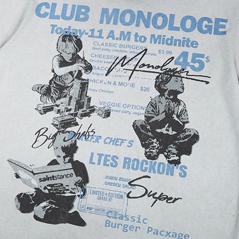 DAXUEN Vintage graphic t-shirt with Club Monologue print