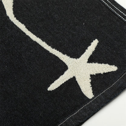 DAXUEN Wide-leg denim shorts with star embroidery