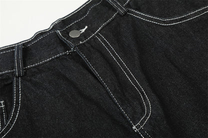 DAXUEN Wide-leg denim shorts with star embroidery