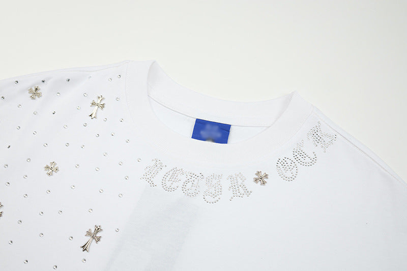 DAXUEN Oversized short-sleeve t-shirt with rhinestone embellishments
