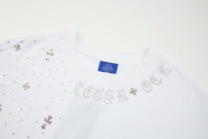DAXUEN Oversized short-sleeve t-shirt with rhinestone embellishments