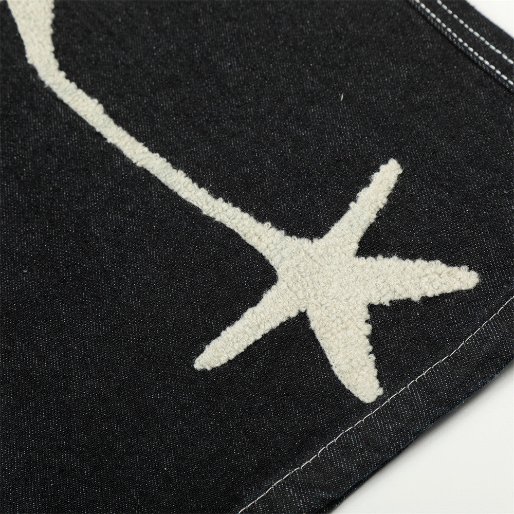 DAXUEN Wide-leg denim shorts with star embroidery