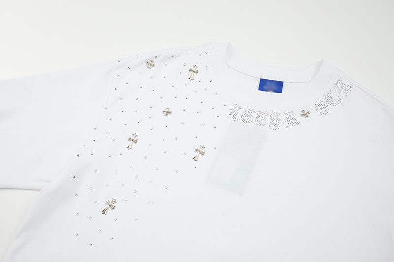 DAXUEN Oversized short-sleeve t-shirt with rhinestone embellishments