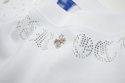 DAXUEN Oversized short-sleeve t-shirt with rhinestone embellishments