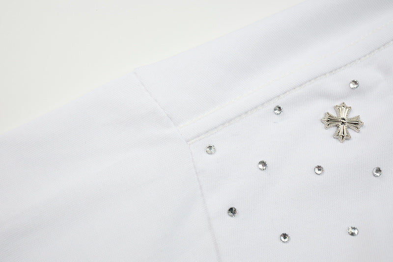 DAXUEN Oversized short-sleeve t-shirt with rhinestone embellishments