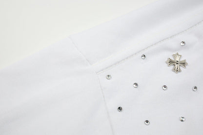 DAXUEN Oversized short-sleeve t-shirt with rhinestone embellishments