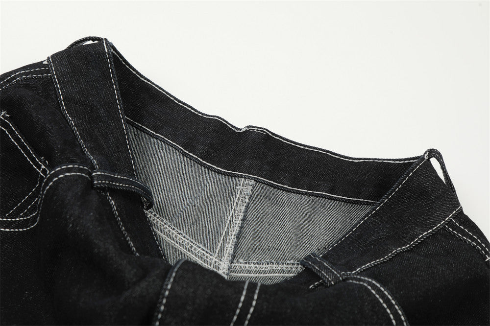 DAXUEN Wide-leg denim shorts with star embroidery