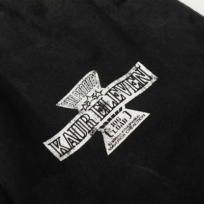 DAXUEN Distressed wide-leg sweatpants with graphic print