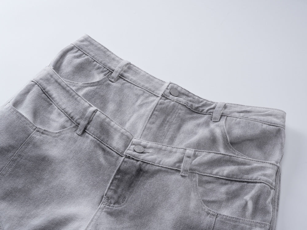 DAXUEN High-waisted wide-leg cargo pants with acid-wash effect