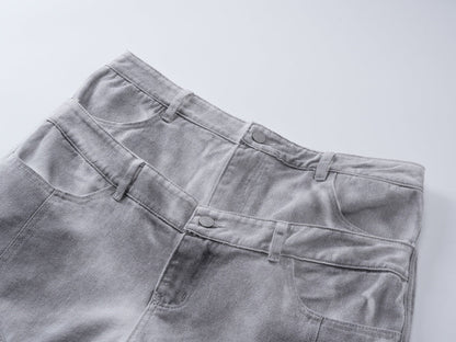 DAXUEN High-waisted wide-leg cargo pants with acid-wash effect
