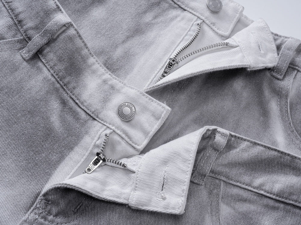 DAXUEN High-waisted wide-leg cargo pants with acid-wash effect