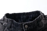 DAXUEN Distressed wide-leg denim pants with unique pockets and embroidery